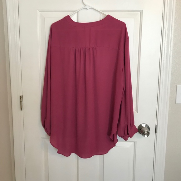 Maurices Atwood Long Sleeve V-Neck Popover Tunic Blouse Size XXL Mauve - Picture 4 of 9